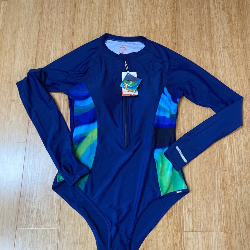 AXESEA Rash guard swimsuit one piece long sleeve size 12